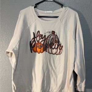 Hey Pumpkin Long Sleeve Tee - Cream